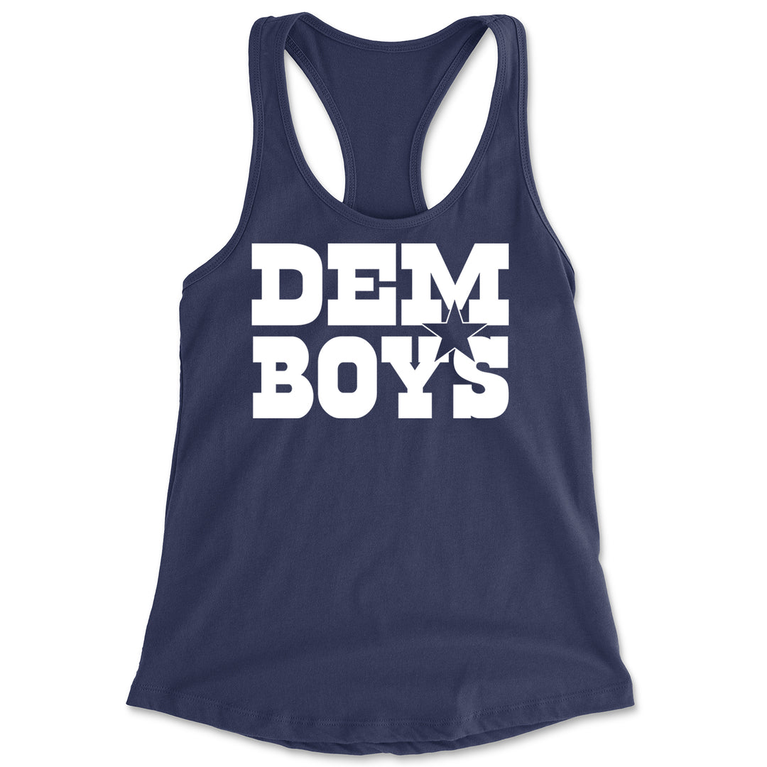 Women's Lightweight Racerback Tank with bold "DEM BOYS" lettering and a star accent for Dallas football vibes
