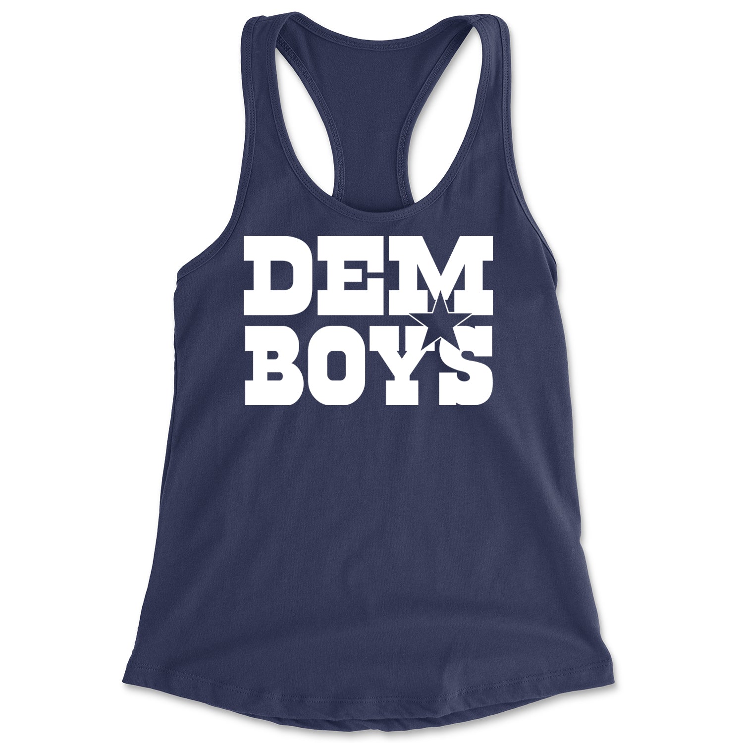 Dem Boys Dallas Football Racerback Tank Top for Women Navy Blue