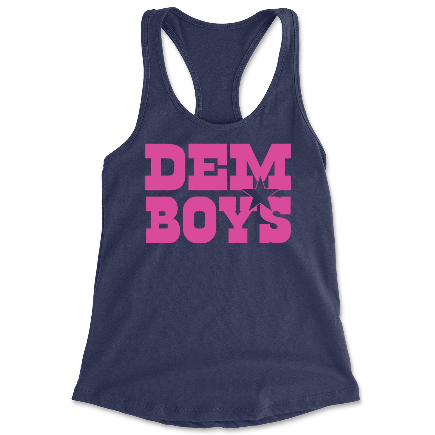 Dem Boys Hot Pink Dallas  Racerback Tank Top for Women Navy Blue