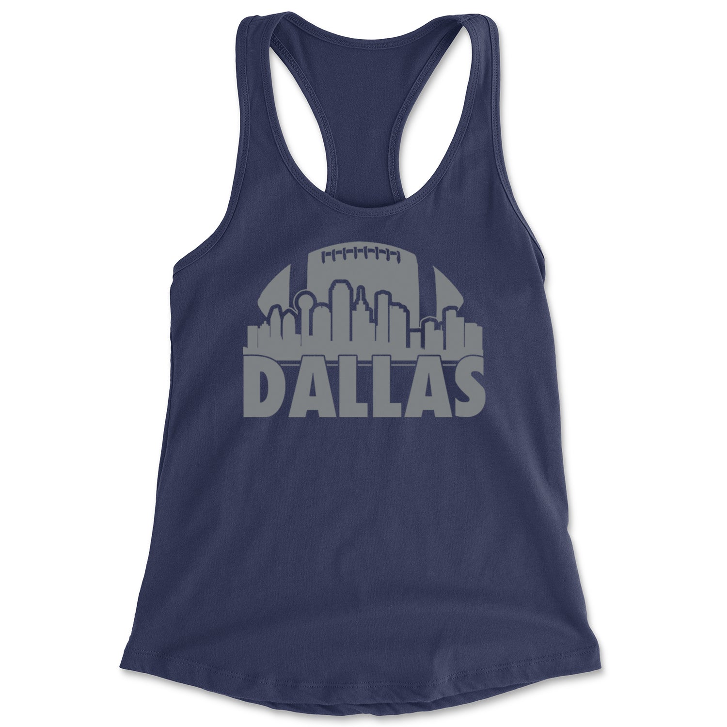 Dallas Texas Skyline Racerback Tank Top for Women Navy Blue