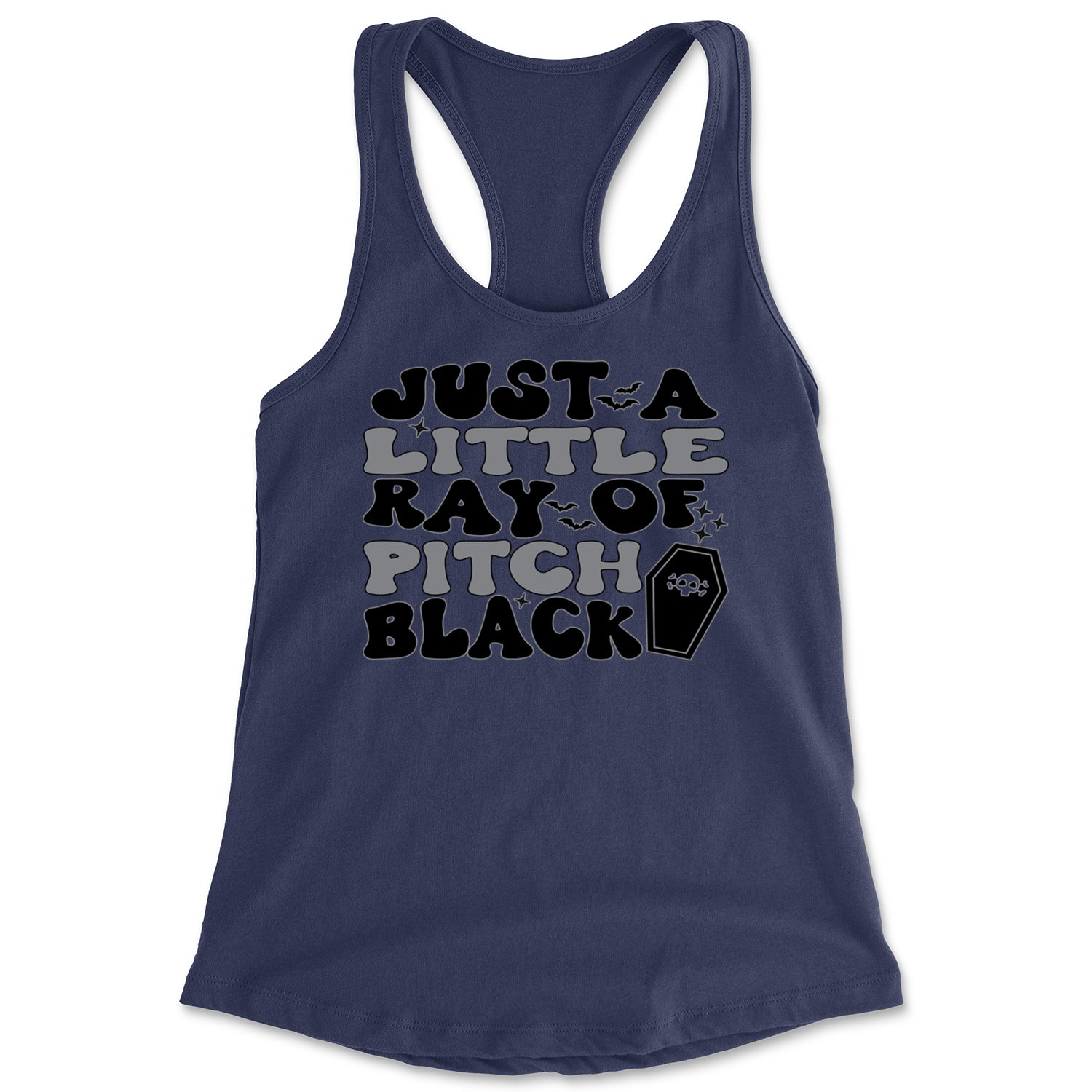 Just A Little Ray of Pitch Black Racerback Tank Top for Women Navy Blue