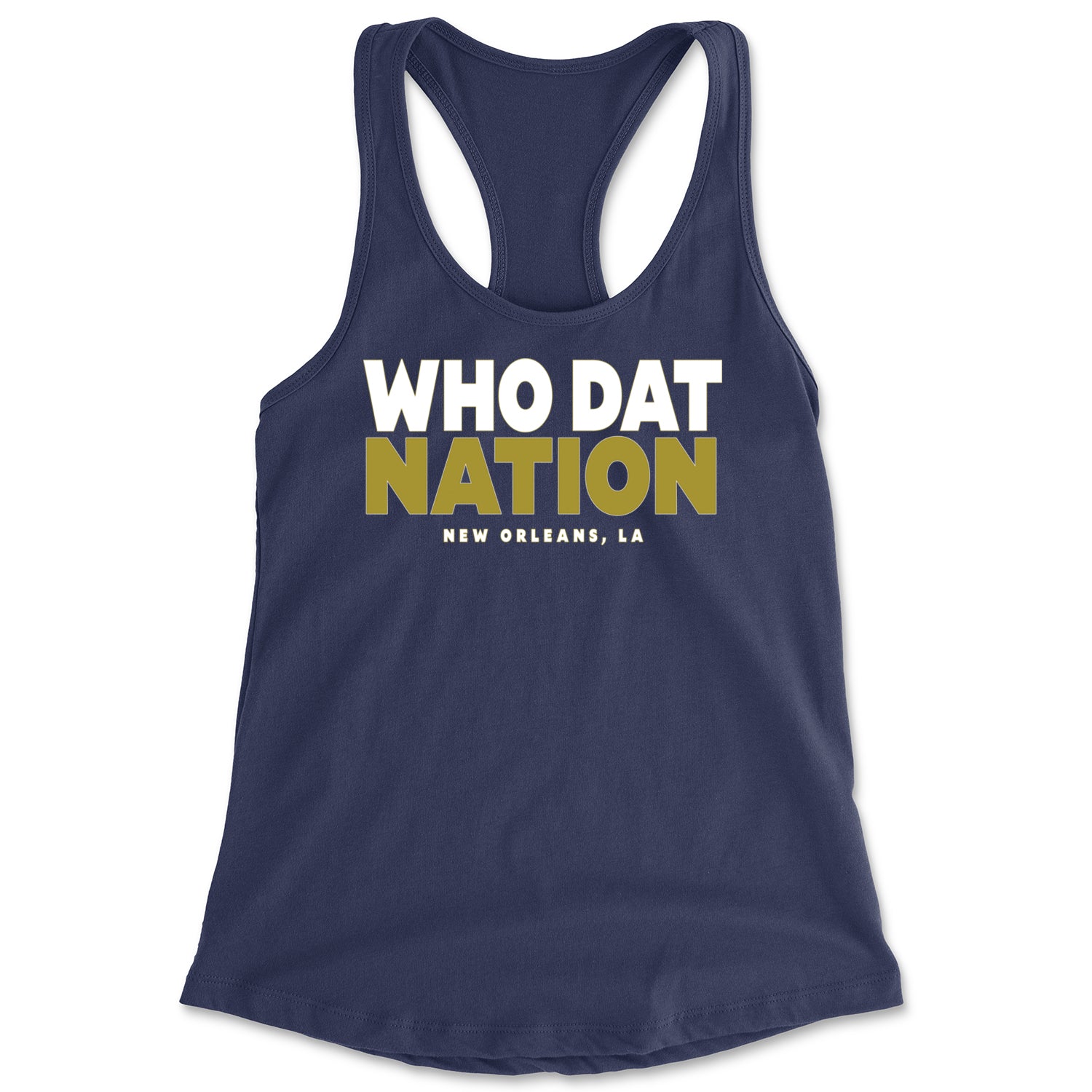 New Orleans Who Dat Nation Racerback Tank Top for Women Navy Blue