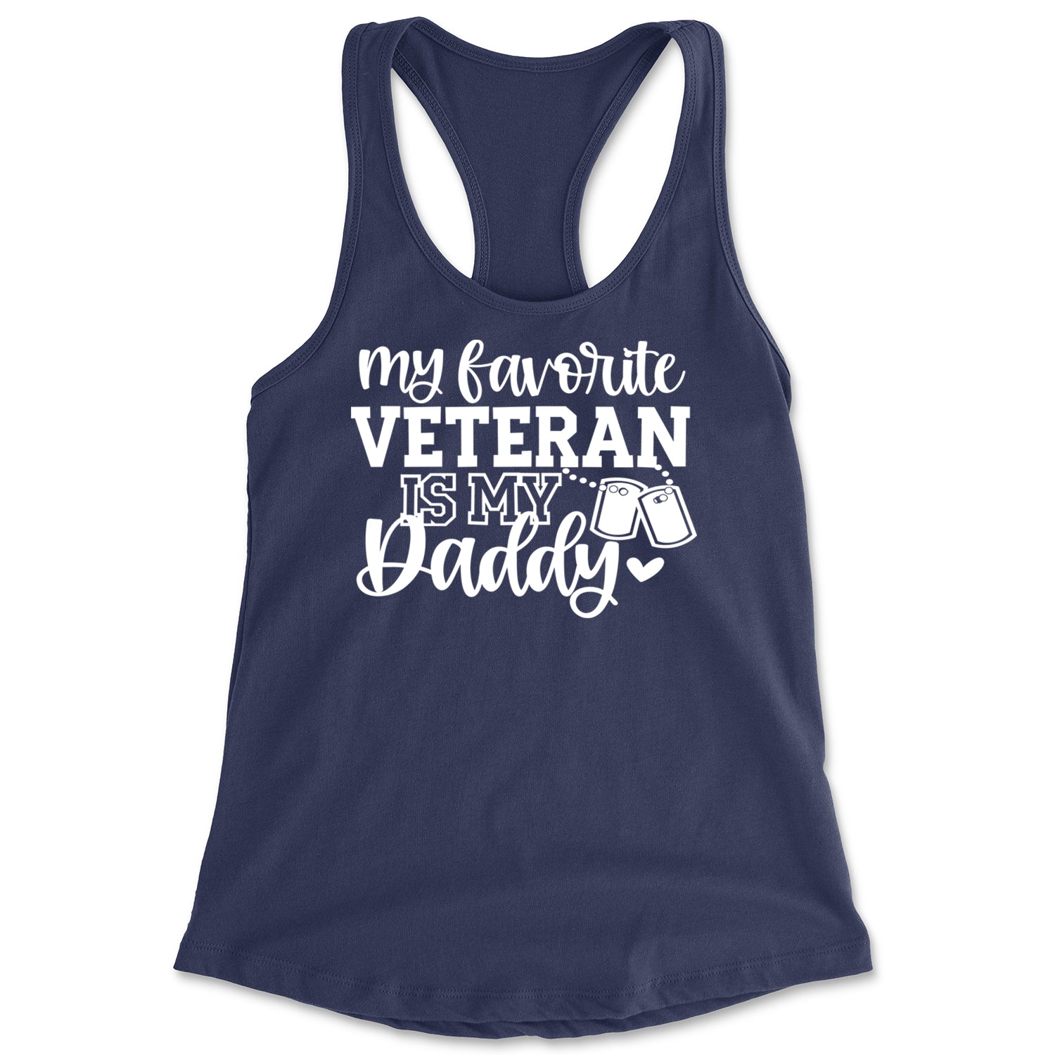 My Favorite Veteran Is My Daddy Racerback Tank Top for Women Navy Blue