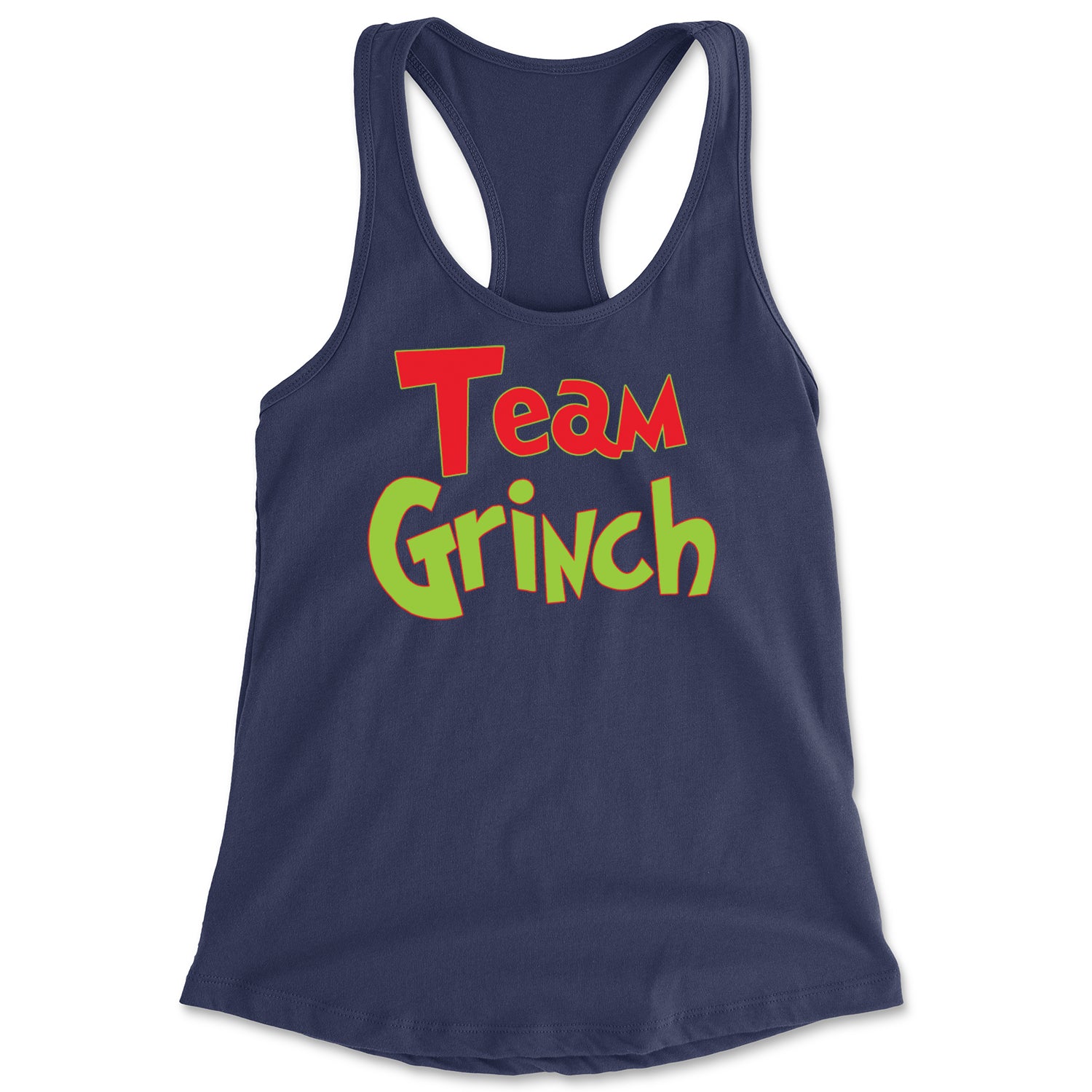 Team Gr-nch Jolly Grinchmas Merry Christmas Racerback Tank Top for Women Navy Blue