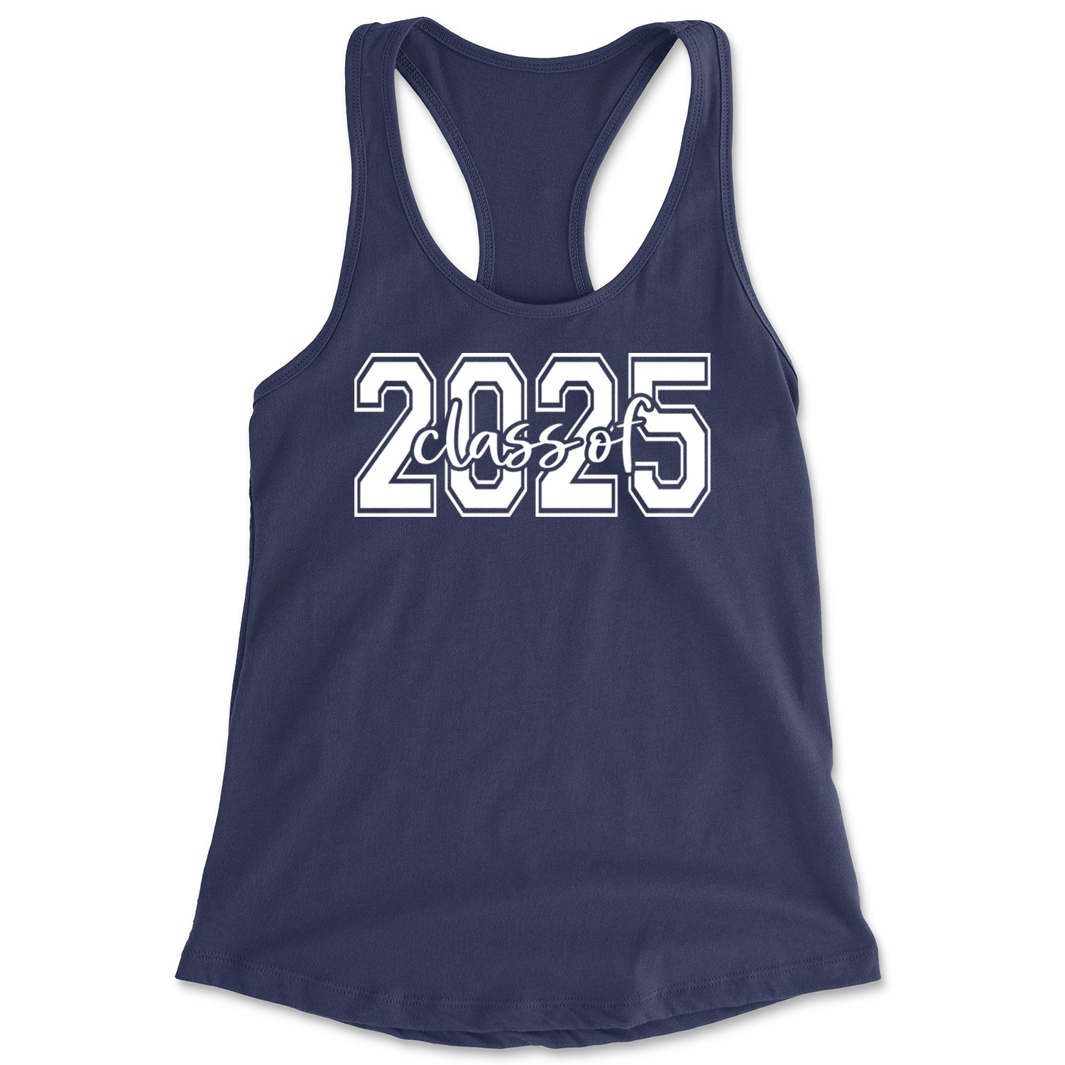 Class Of 2025 Graduation Racerback Tank Top for Women Navy Blue