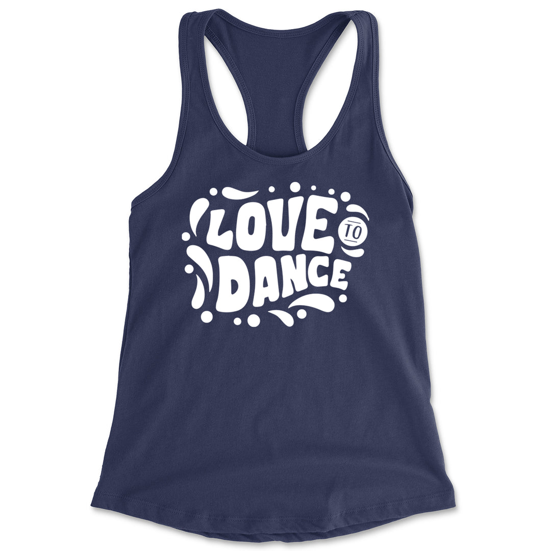 Love To Dance Racerback Tank Top for Women Navy Blue