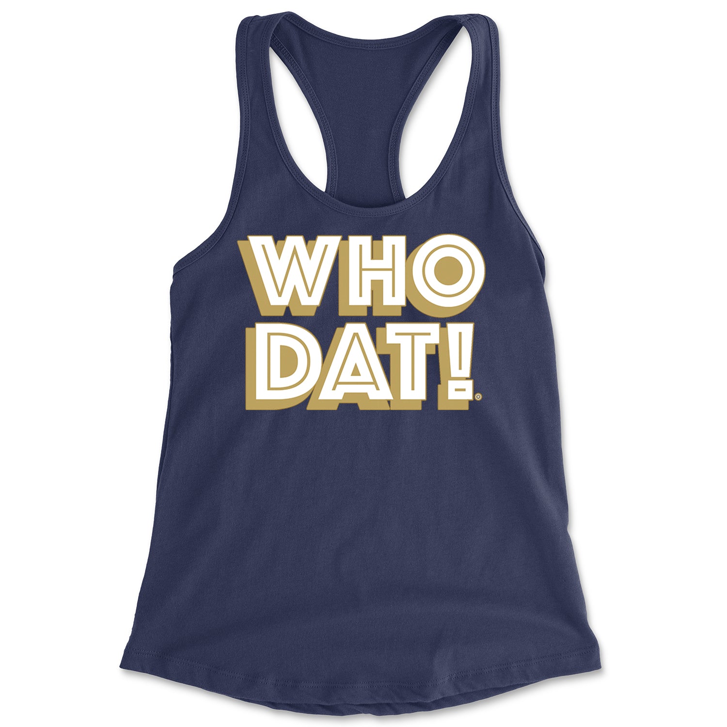 Who Dat Nation Big Bold New Orleans Racerback Tank Top for Women Navy Blue