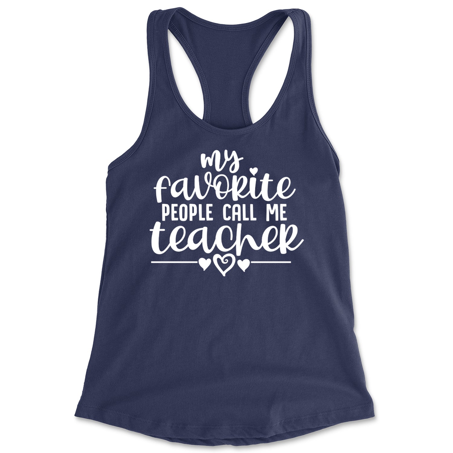 My Favorite People Call Me Teacher Racerback Tank Top for Women Navy Blue