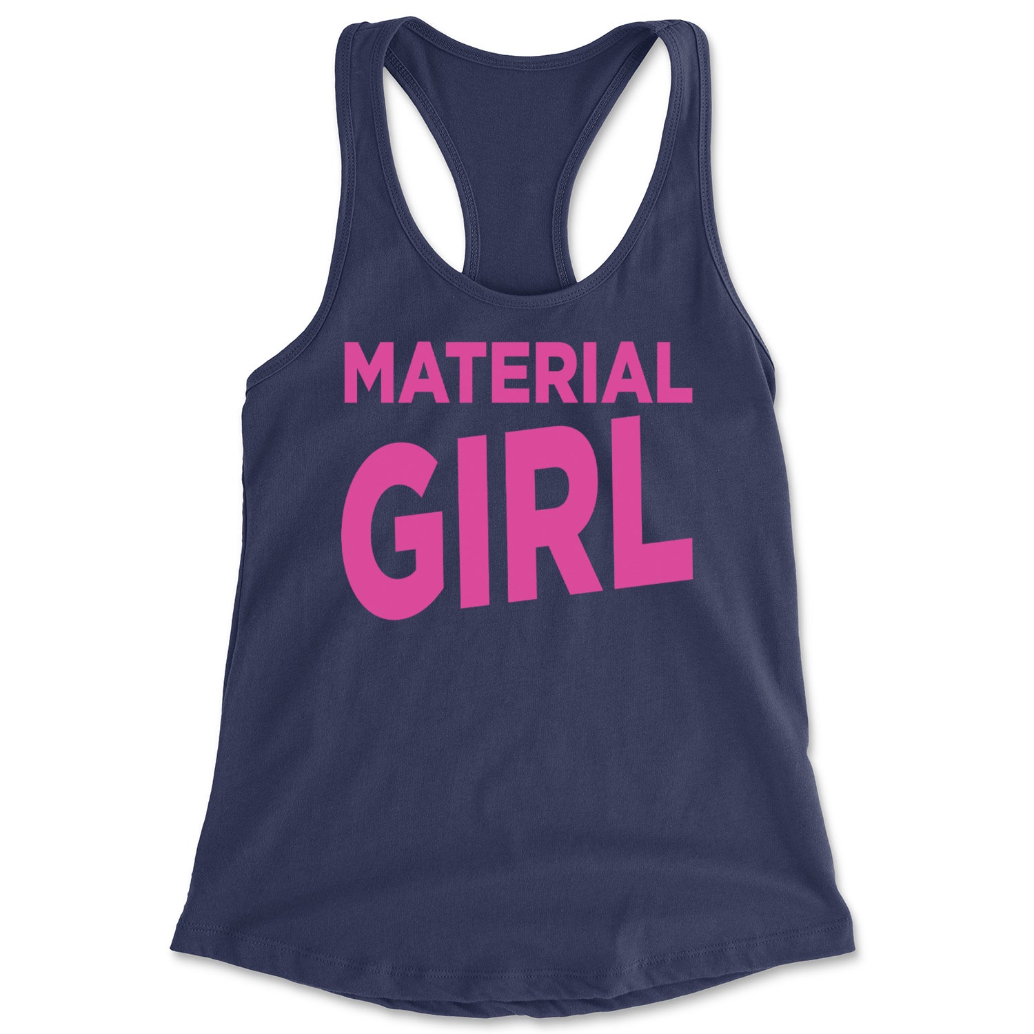 Material Girl 80's Retro Celebration Racerback Tank Top for Women Navy Blue