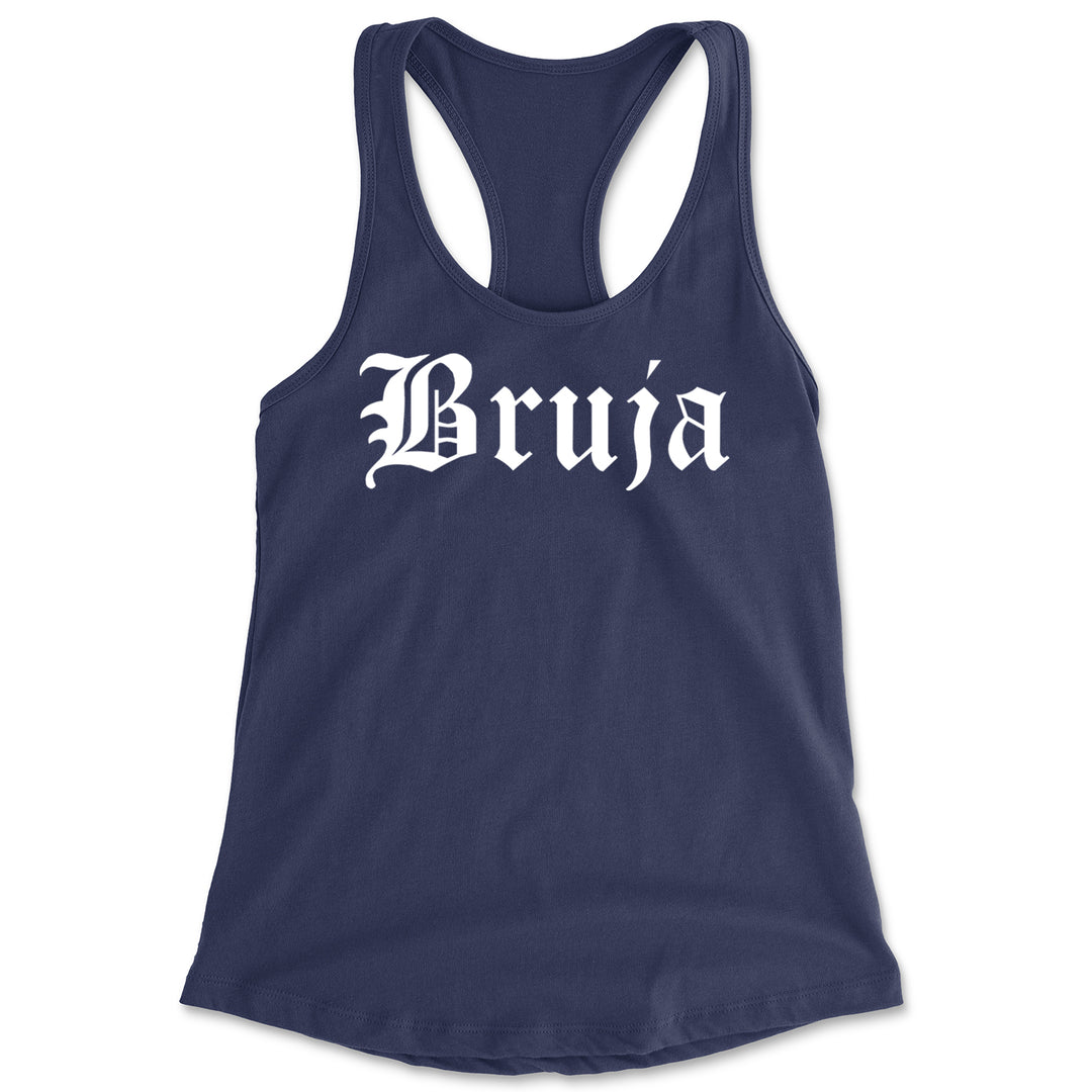 Bruja Gothic Spanish Witch Racerback Tank Top for Women Navy Blue