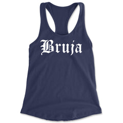 Bruja Gothic Spanish Witch Racerback Tank Top for Women Navy Blue