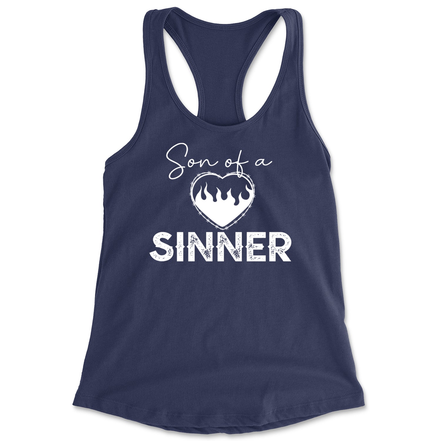 Son Of A Sinner Somebody Save Me From Myself  Racerback Tank Top for Women Navy Blue