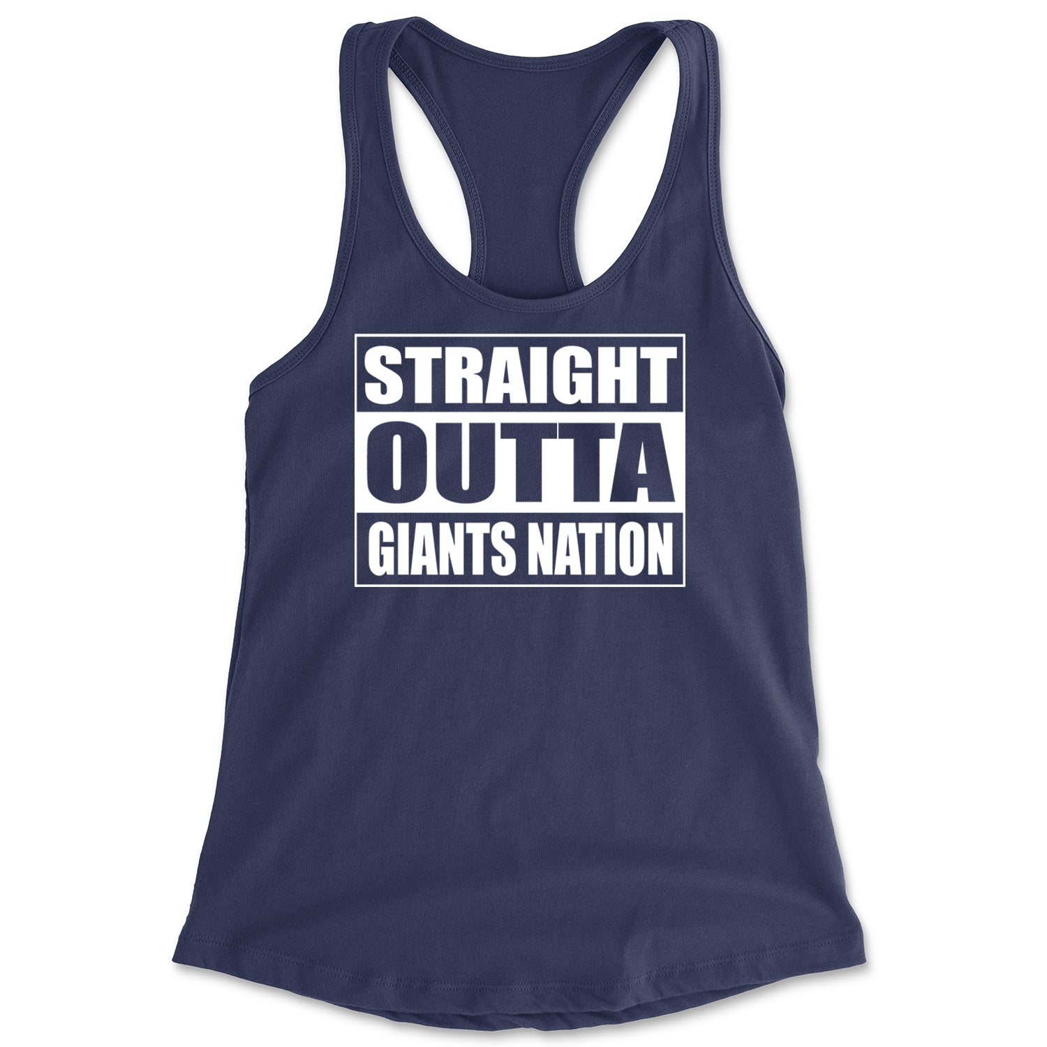 Straight Outta Giants Nation   Racerback Tank Top for Women Navy Blue