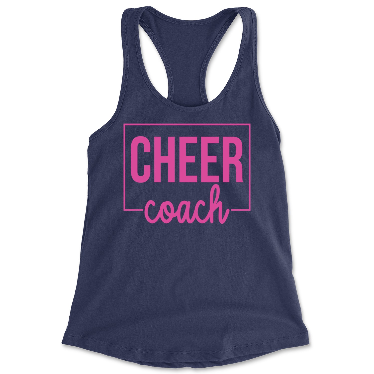 Cheer Coach Cheerleader Racerback Tank Top for Women Navy Blue