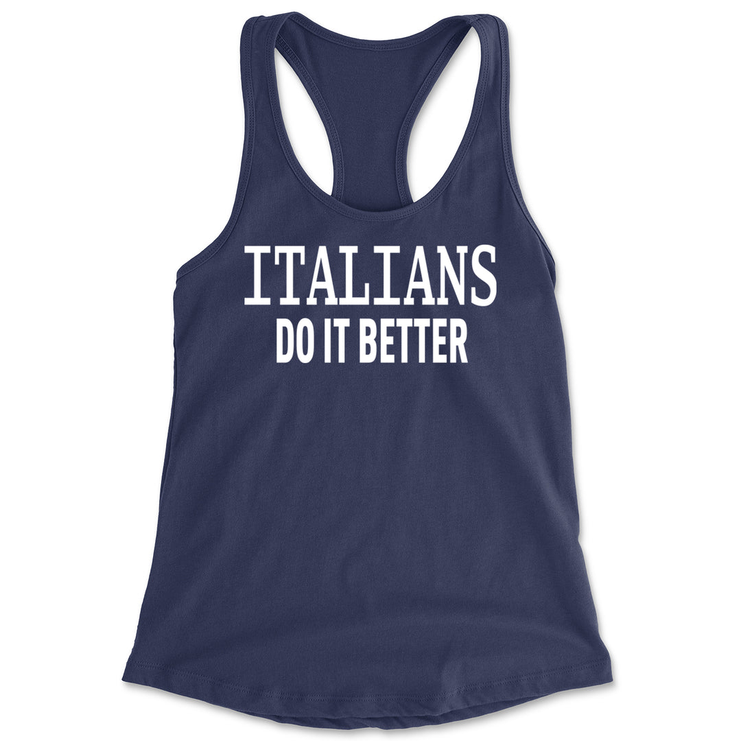 Italians Do It Better 80's Retro Celebration Racerback Tank Top for Women Navy Blue