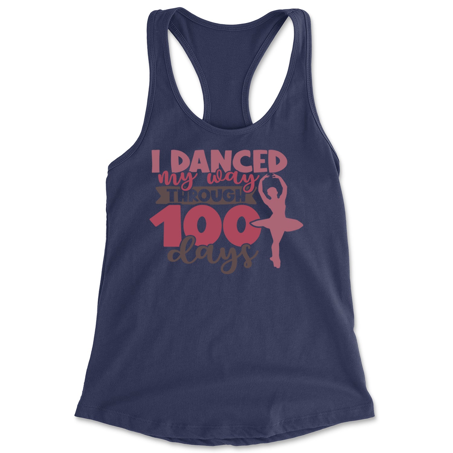 I Danced My Way Through 100 Days Of School Racerback Tank Top for Women Navy Blue