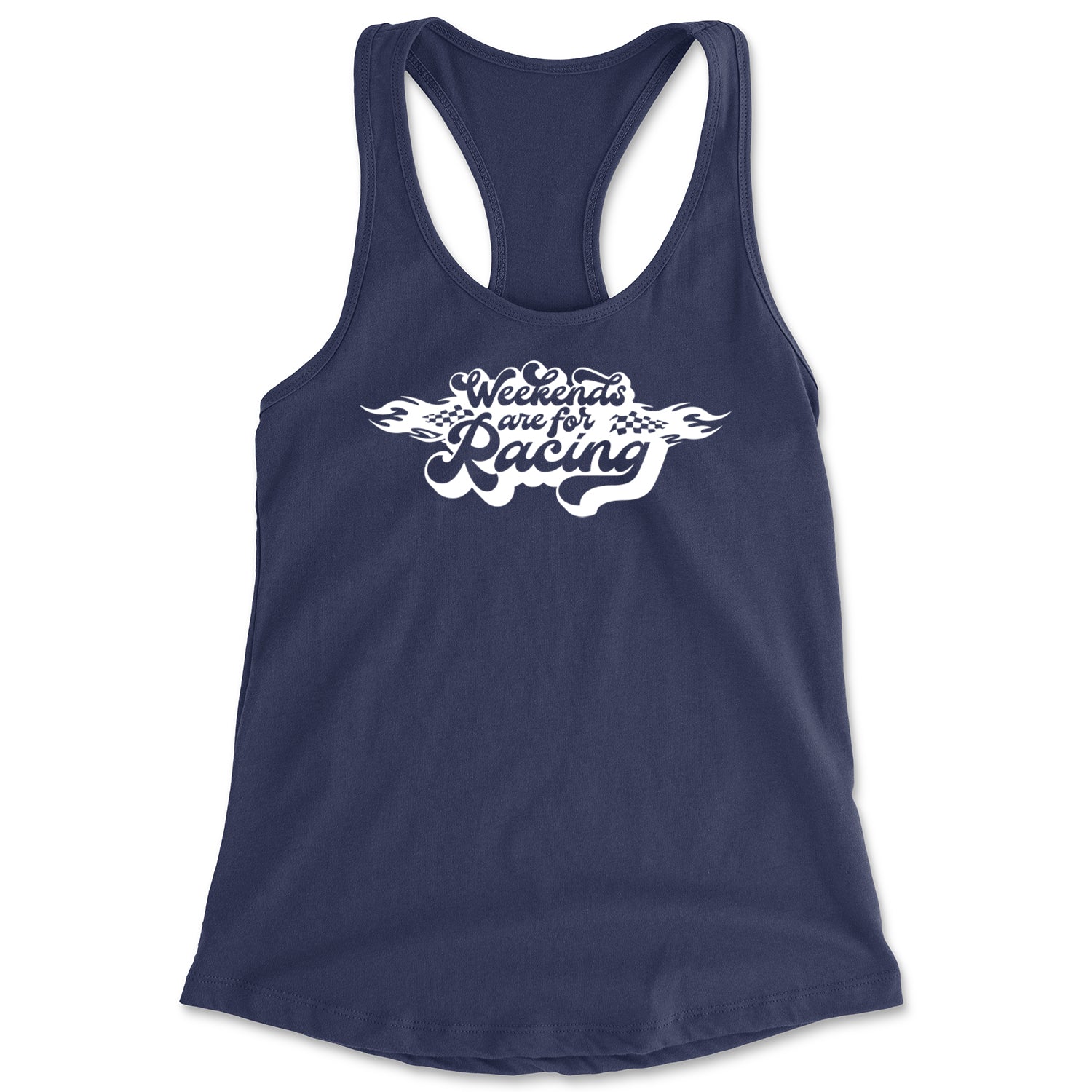 Weekends Are For Racing Racerback Tank Top for Women Navy Blue