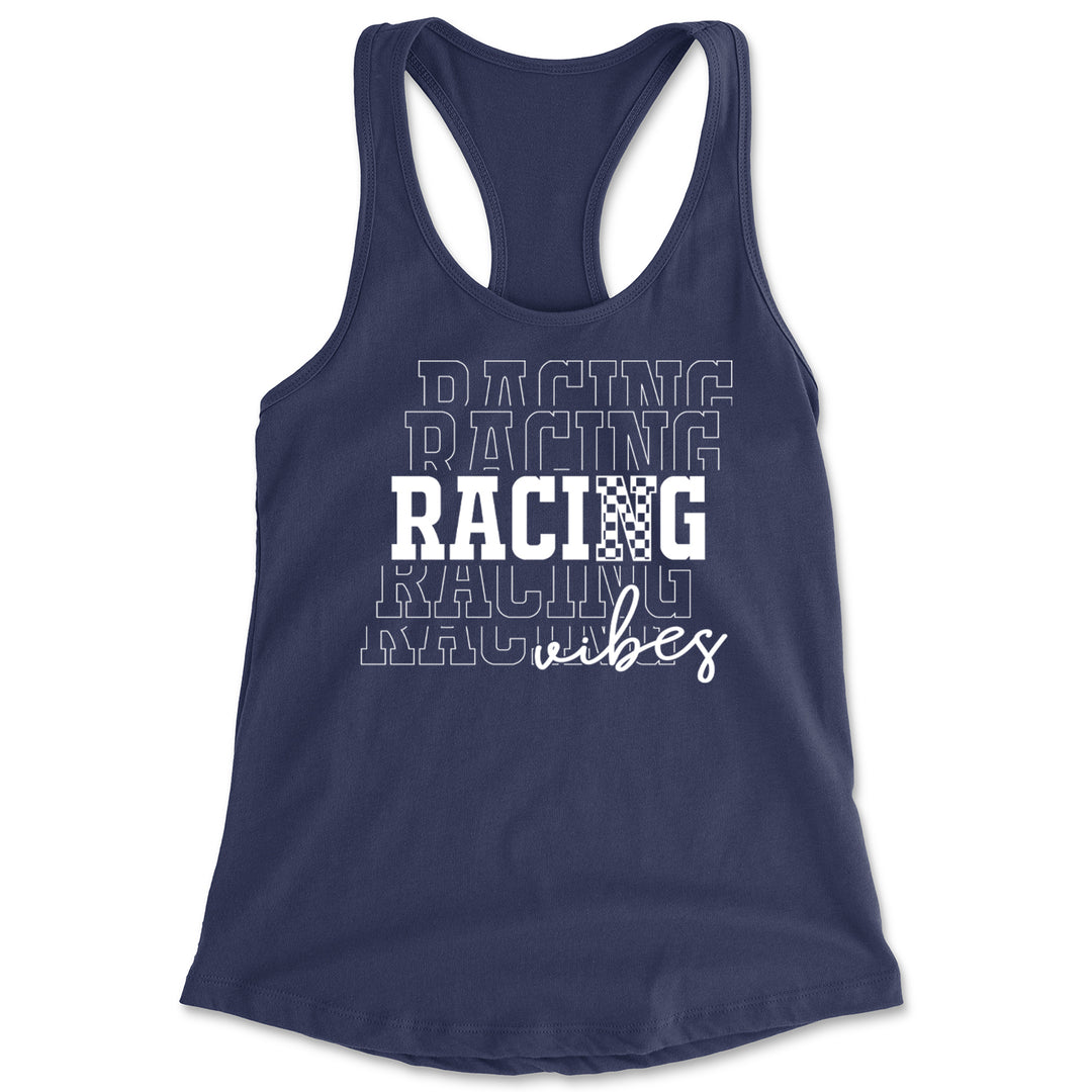 Racing Vibes Racerback Tank Top for Women Navy Blue