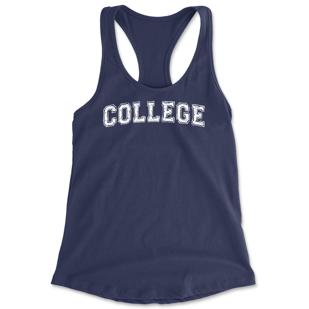 College Belushi Frat House Party Bluto Tribute Animal Racerback Tank Top for Women Navy Blue