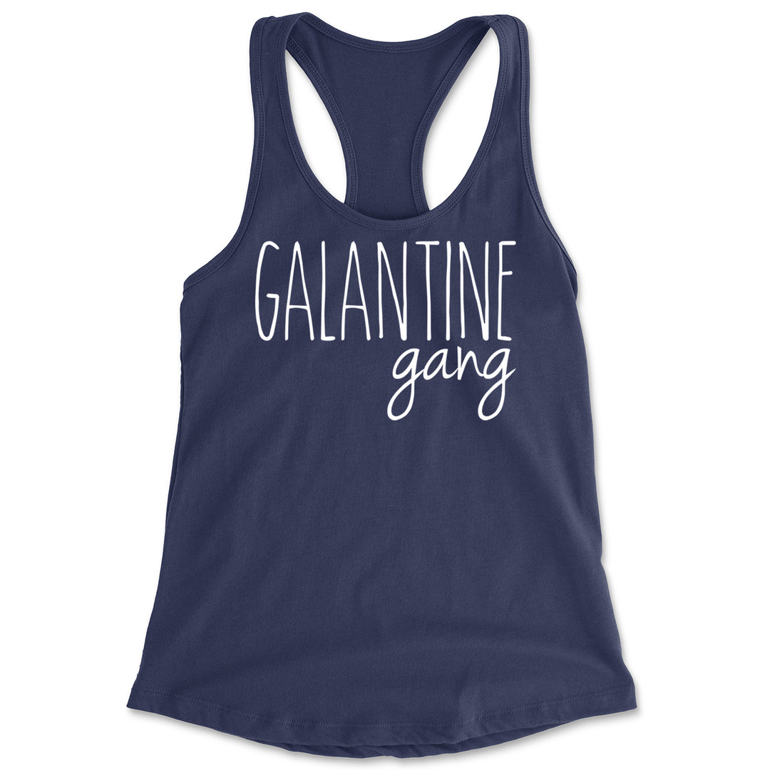 Galentine Gang Valentine's Shirt Racerback Tank Top for Women Navy Blue