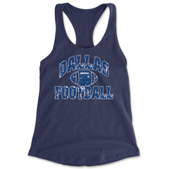 Dallas Distressed Football Racerback Tank Top for Women Navy Blue