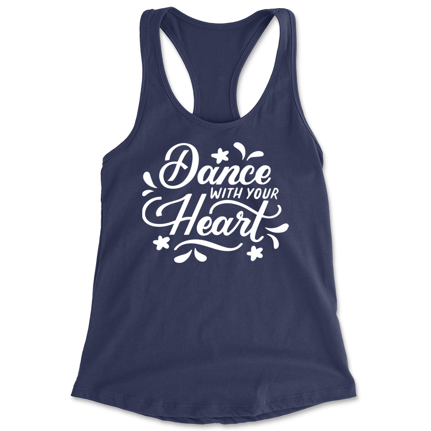 Dance With Your Heart Racerback Tank Top for Women Navy Blue