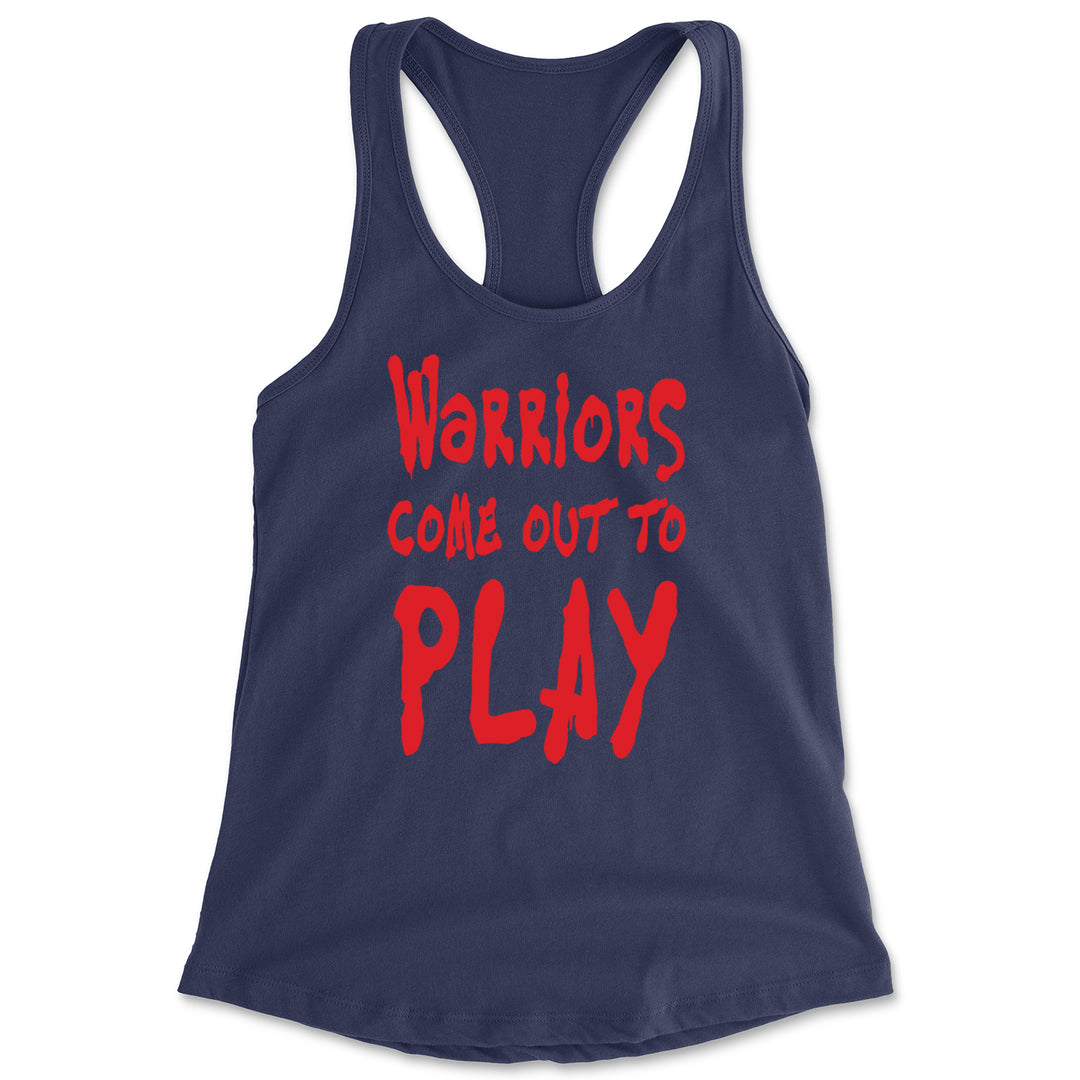 Warriors Come Out To Play  Racerback Tank Top for Women Navy Blue