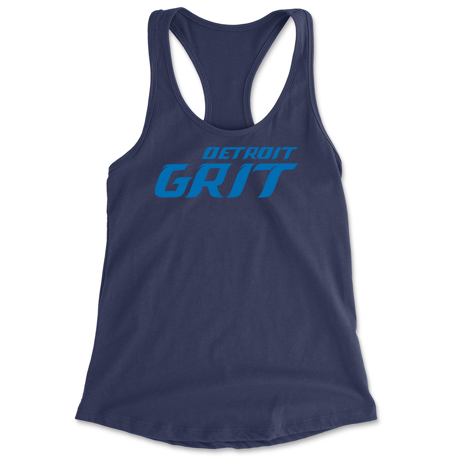 Grit Detroit Football Hard Knocks Racerback Tank Top for Women Navy Blue