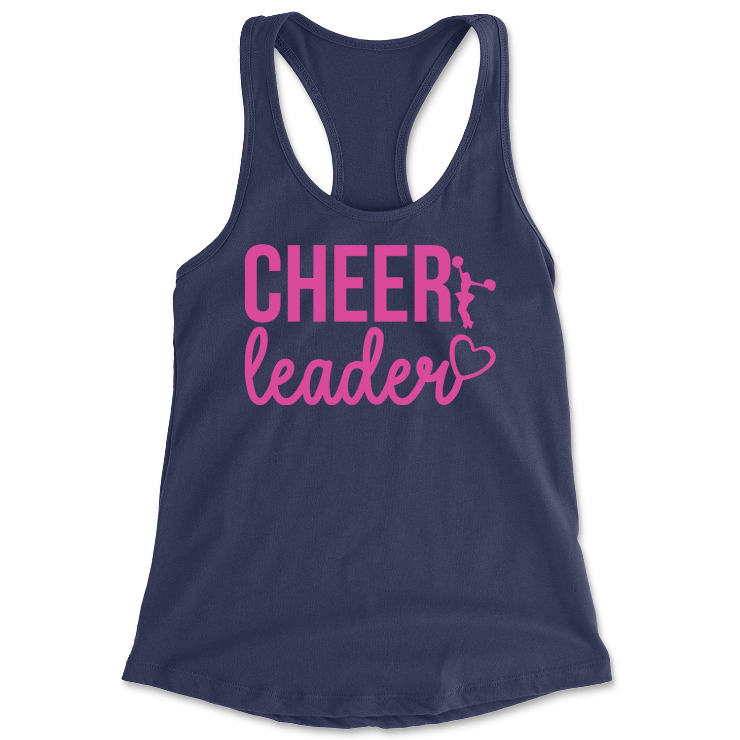 Cheerleader Heart Love Racerback Tank Top for Women Navy Blue