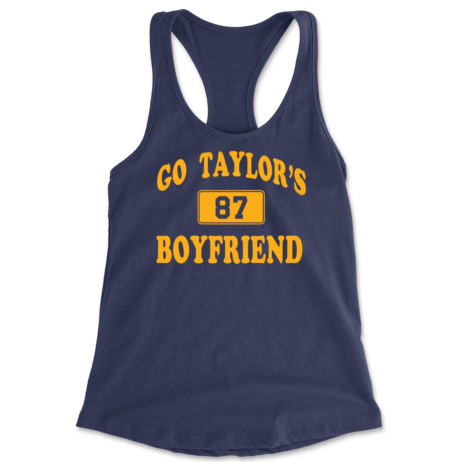 Go Taylor's Boyfriend Kansas City Racerback Tank Top for Women Navy Blue