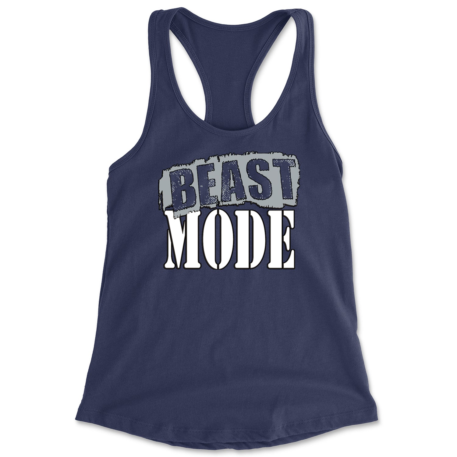 Beast Mode Training Gym Workout Racerback Tank Top for Women Navy Blue