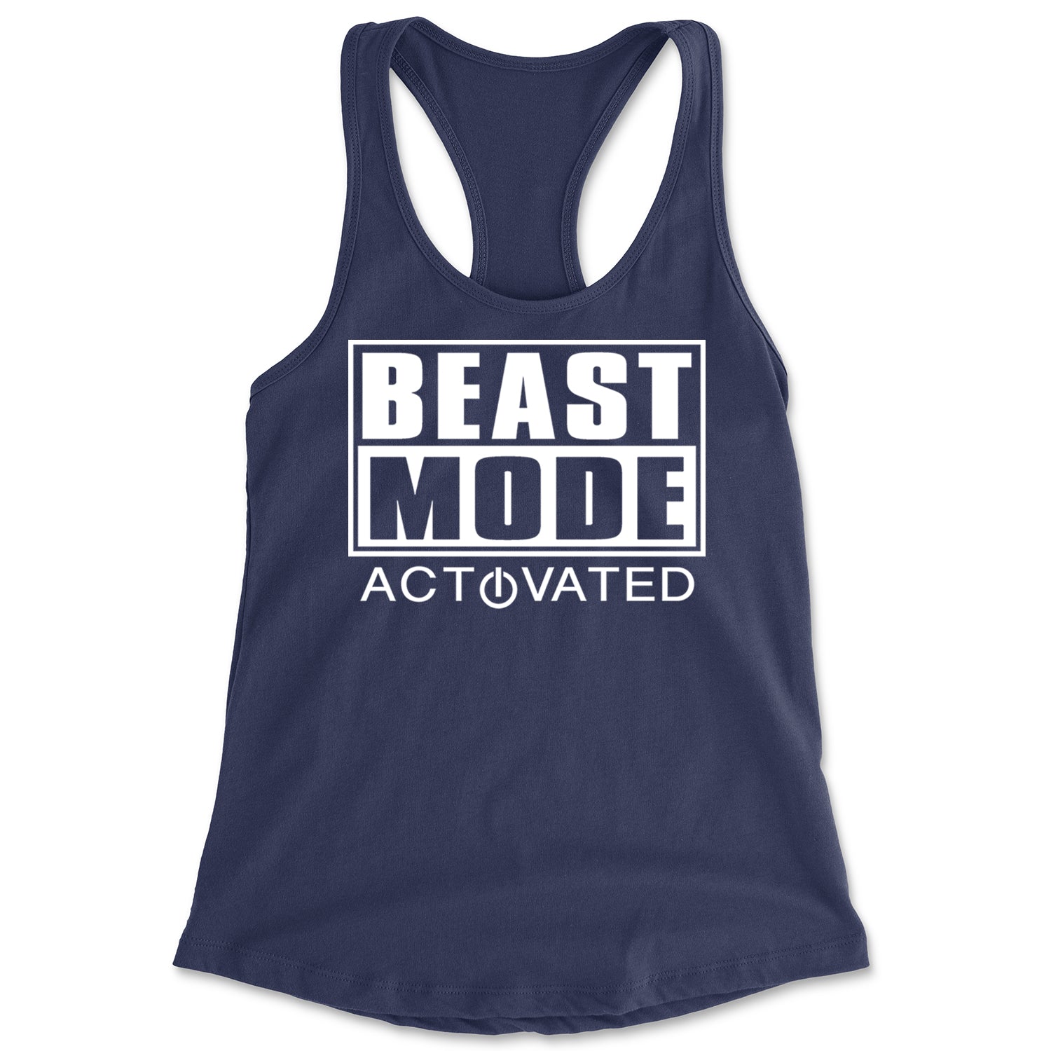 Activated Beast Mode Workout Gym Clothing Racerback Tank Top for Women Navy Blue