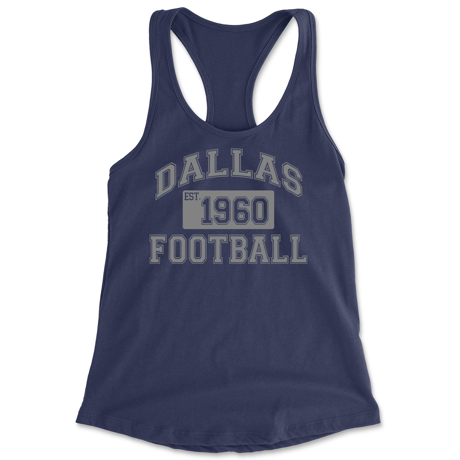 Dallas Football Established 1960 Racerback Tank Top for Women Navy Blue