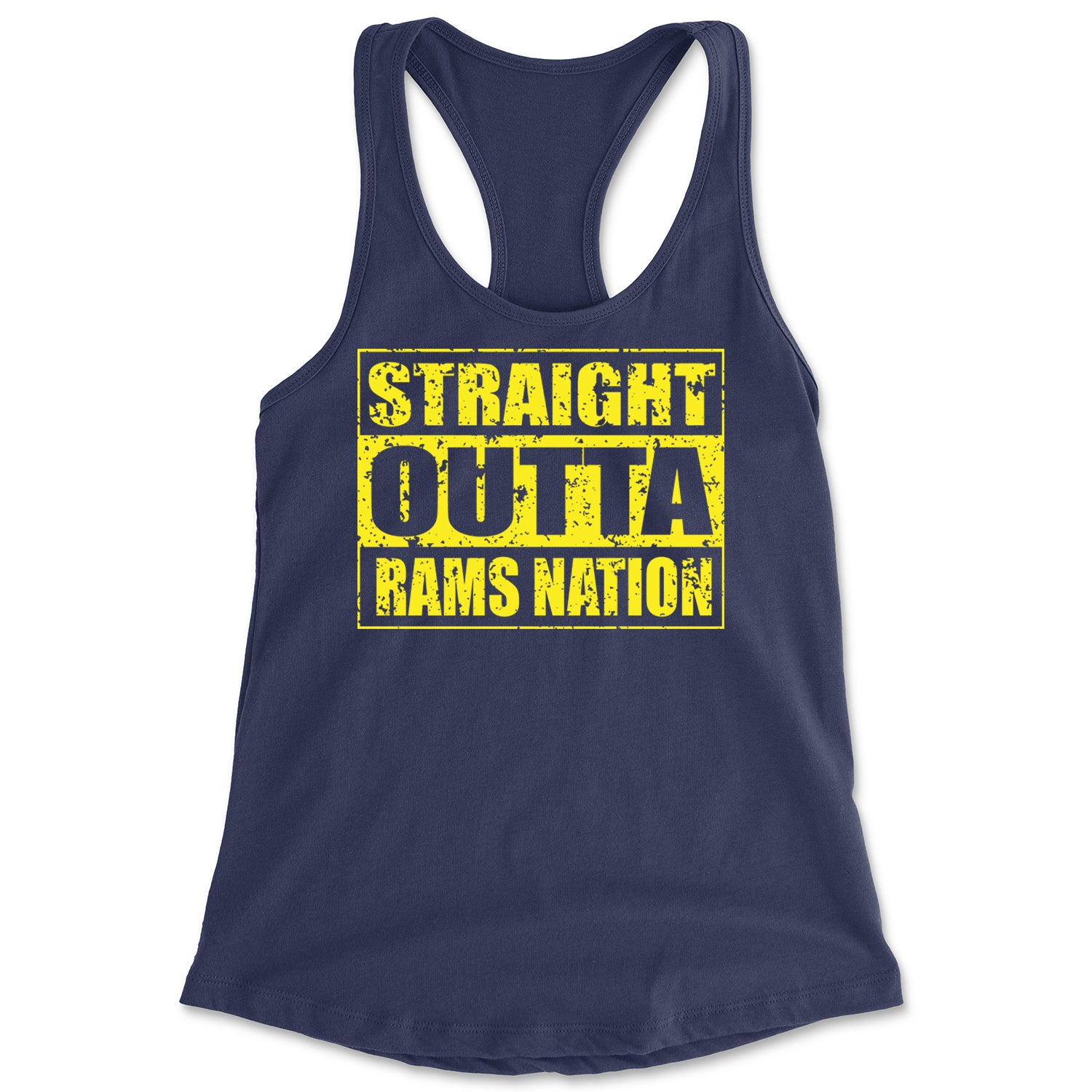 Straight Outta Rams Nation   Racerback Tank Top for Women Navy Blue