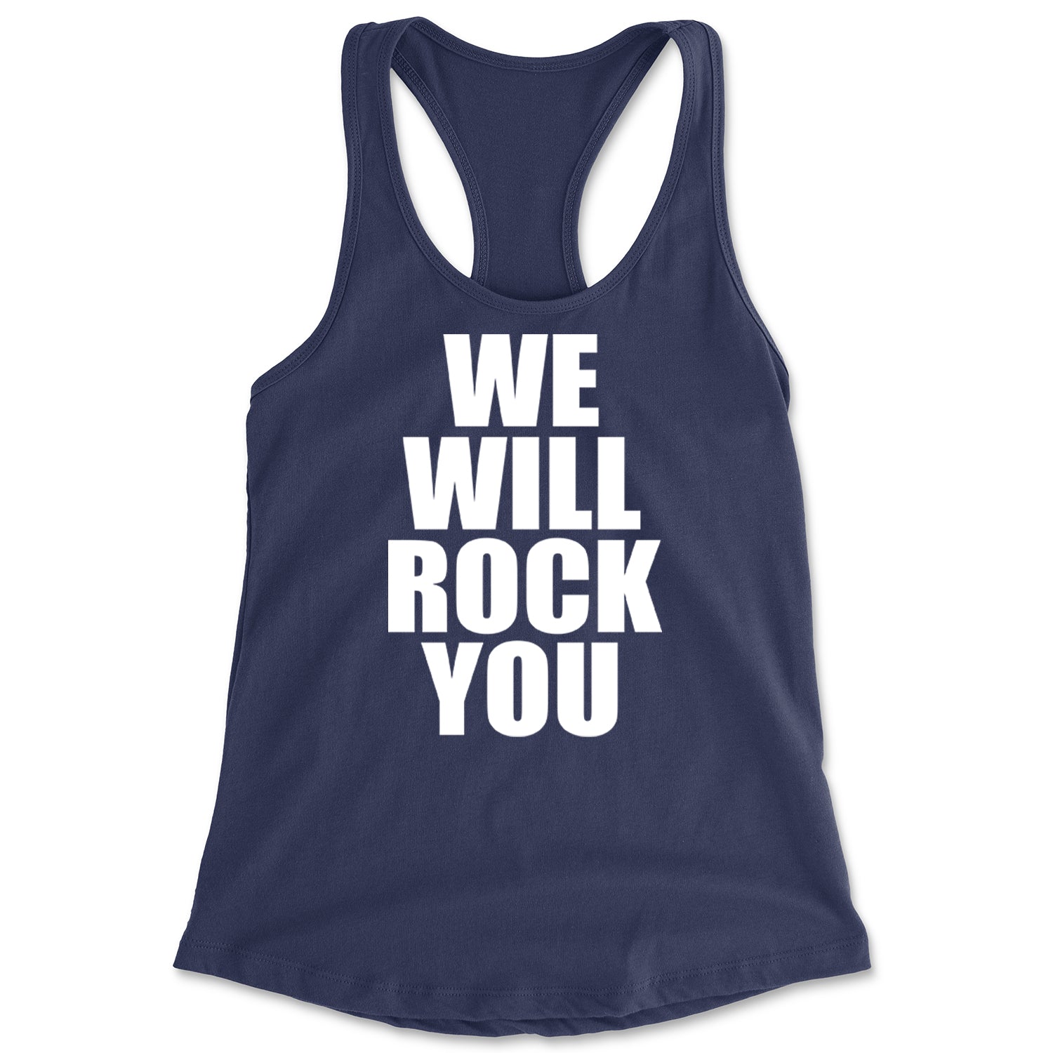 We Will Rock You Racerback Tank Top for Women Navy Blue