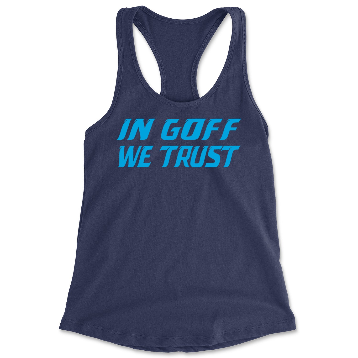 In Goff We Trust Detroit Racerback Tank Top for Women Navy Blue