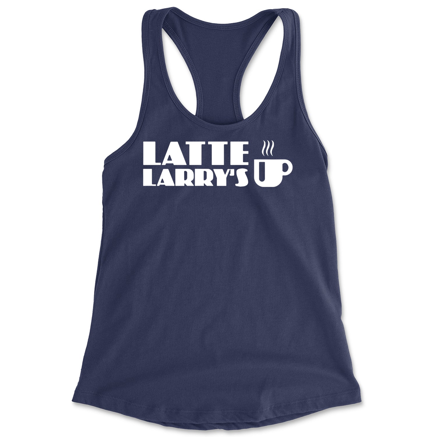 Latte Larry's Enthusiastic Coffee Racerback Tank Top for Women Navy Blue