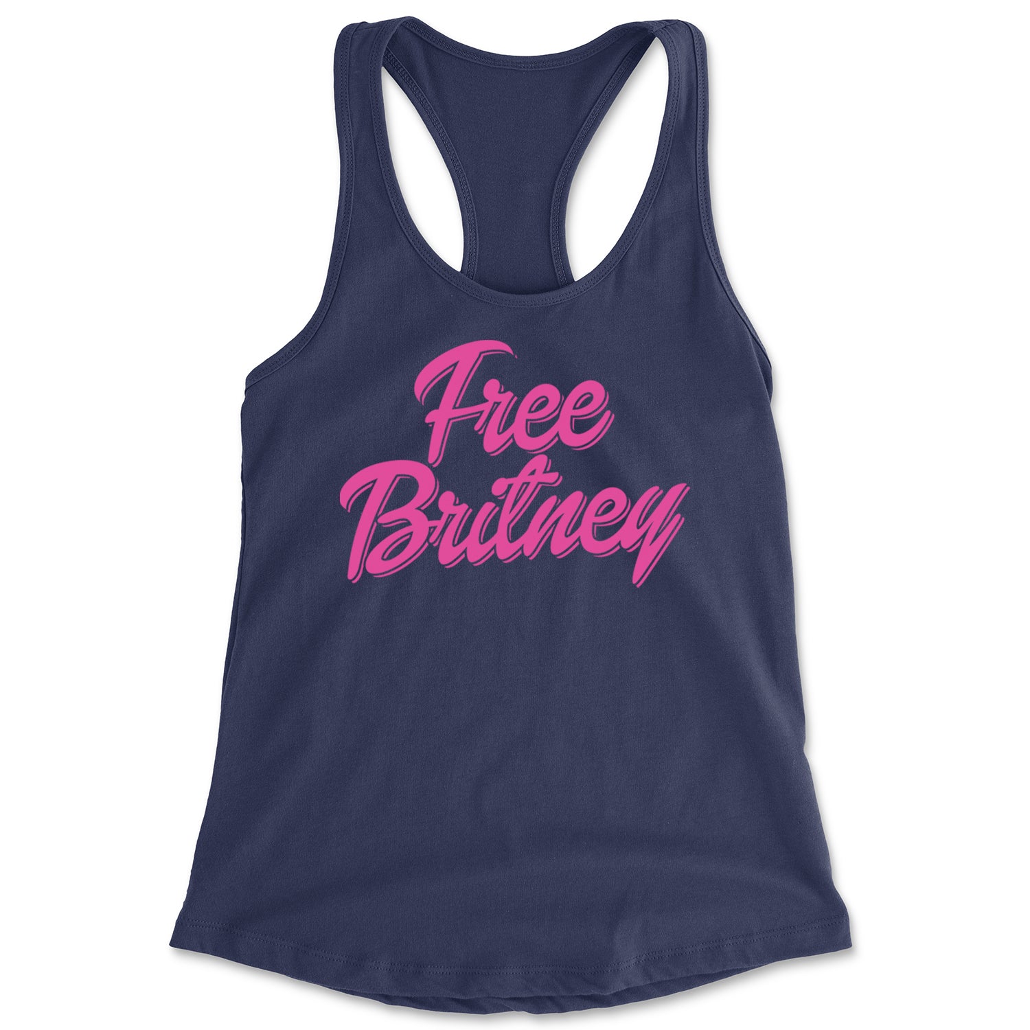 Pink Free Britney Racerback Tank Top for Women Navy Blue