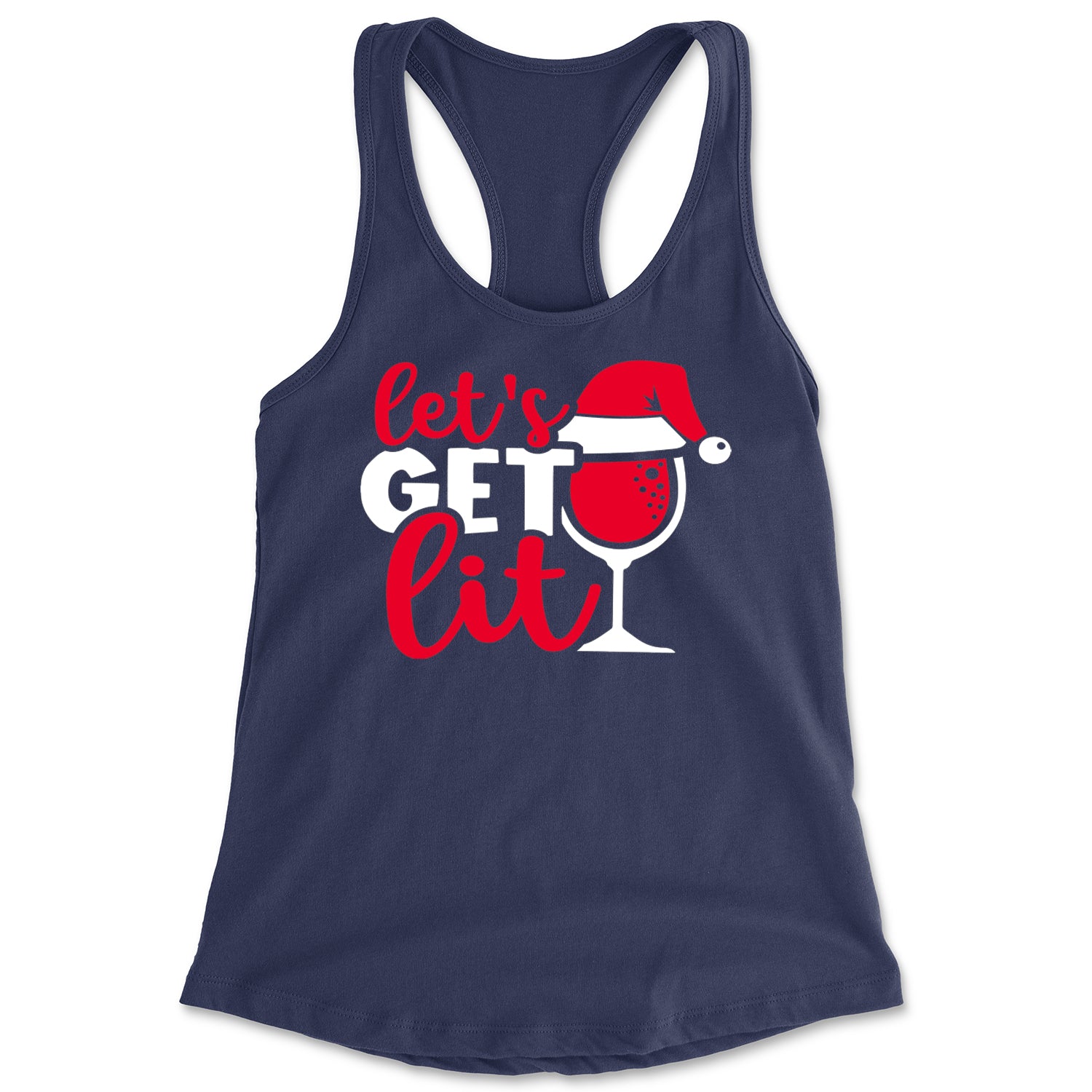 Let’s Get Lit Racerback Tank Top for Women Navy Blue