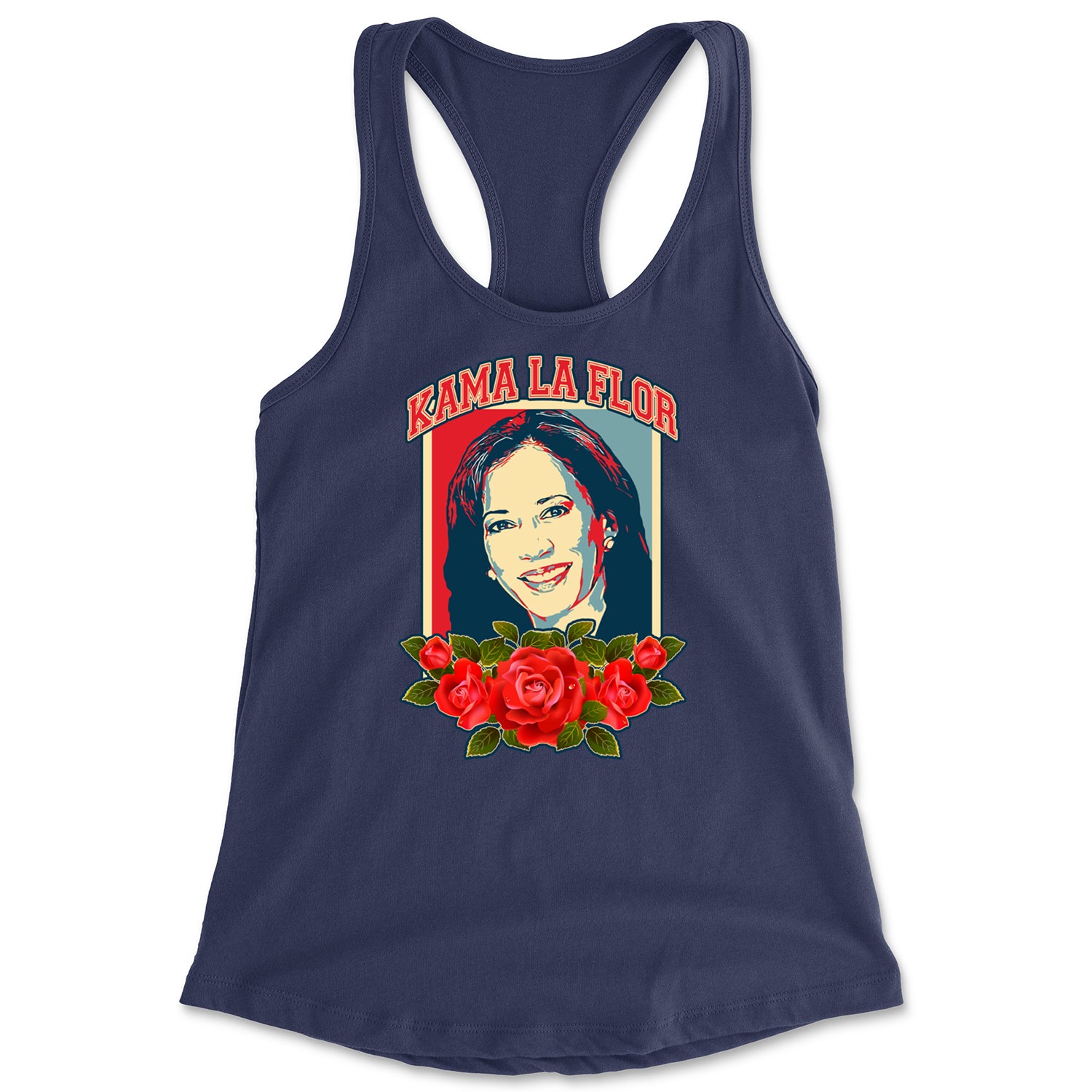 Kama La Flor Kamala Como La Flor Racerback Tank Top for Women Navy Blue