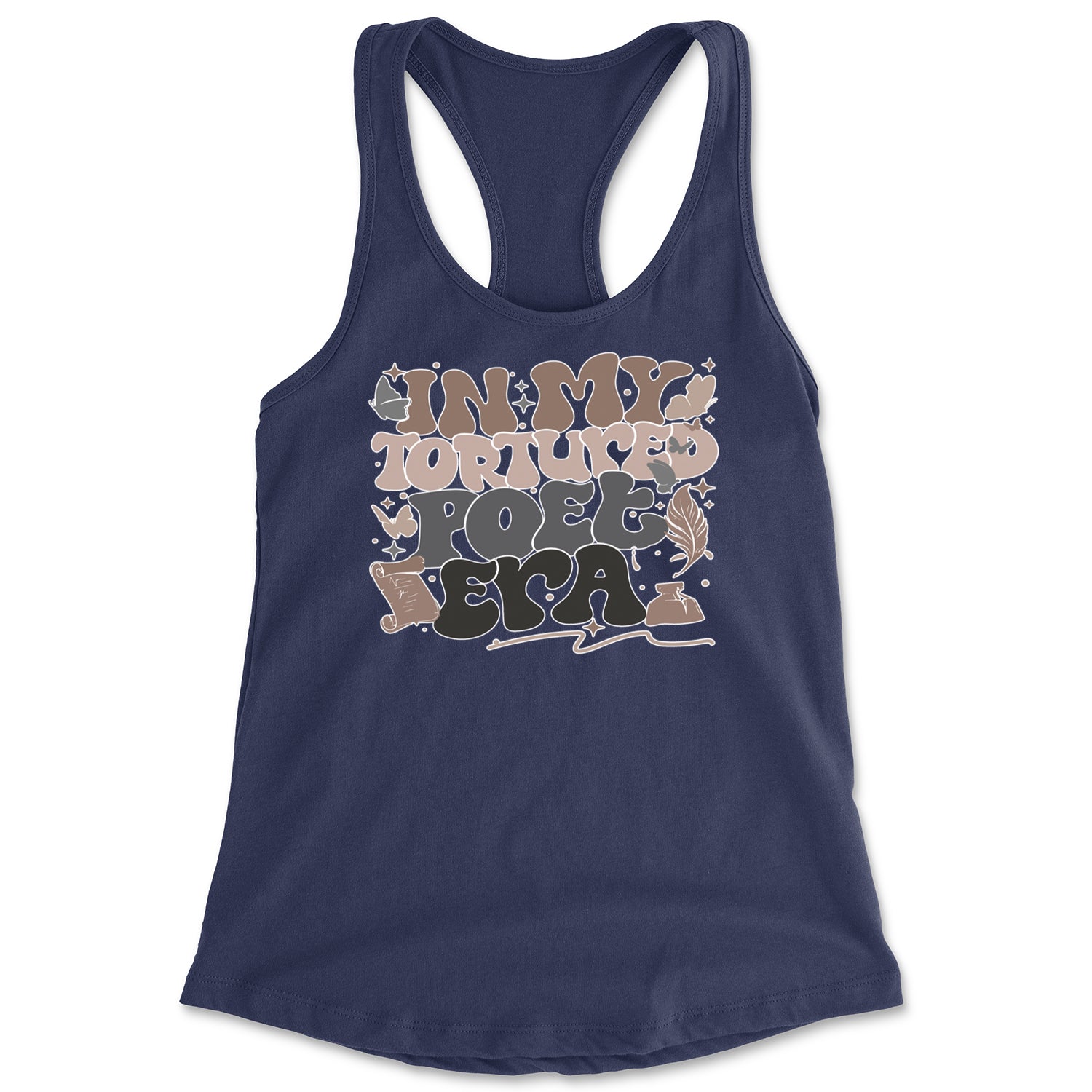 In My Tortured Poet Era TTPD Music Racerback Tank Top for Women Navy Blue