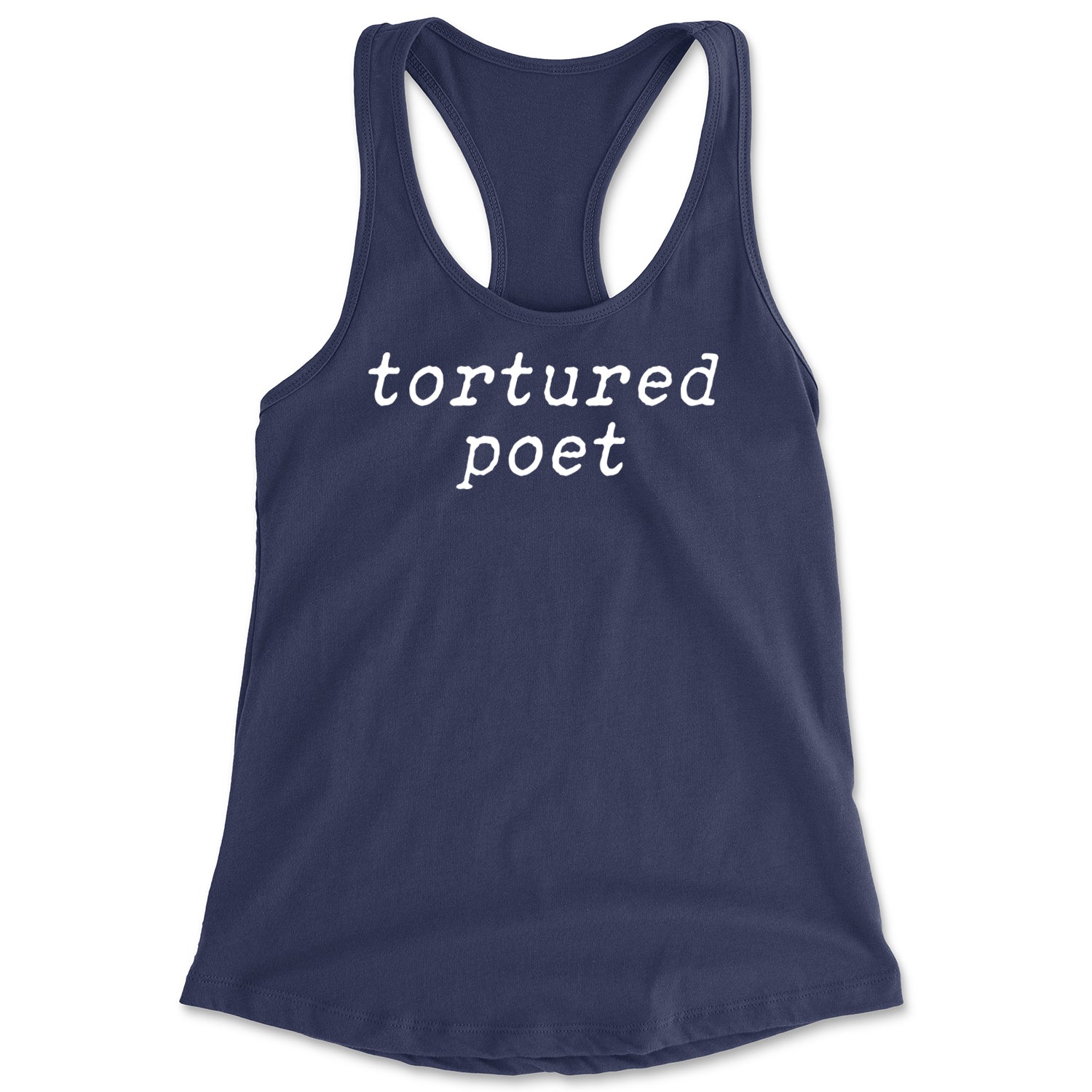 Tortured Poet Chairman Racerback Tank Top for Women Navy Blue