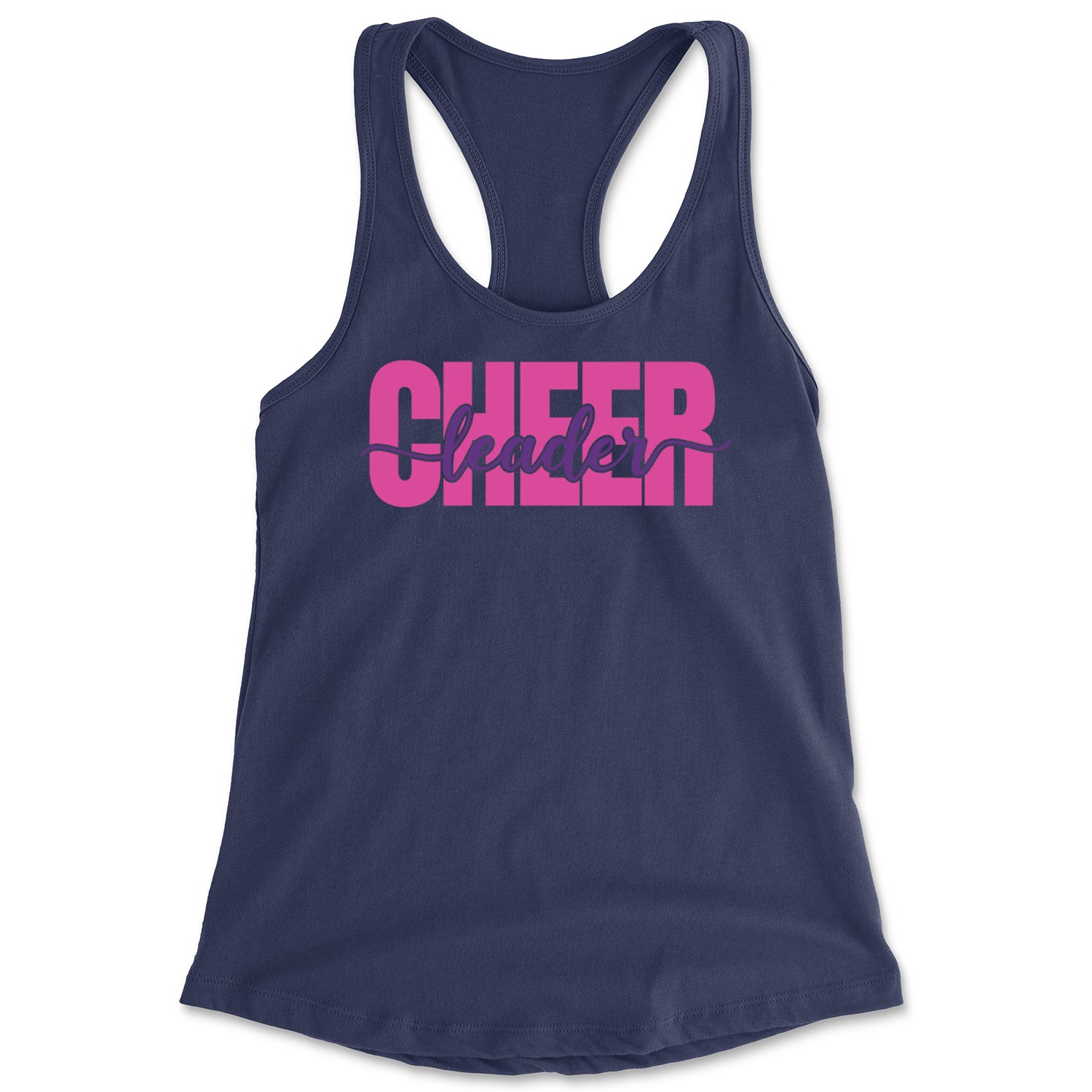 Cheerleader with Scripted Flair Racerback Tank Top for Women Navy Blue