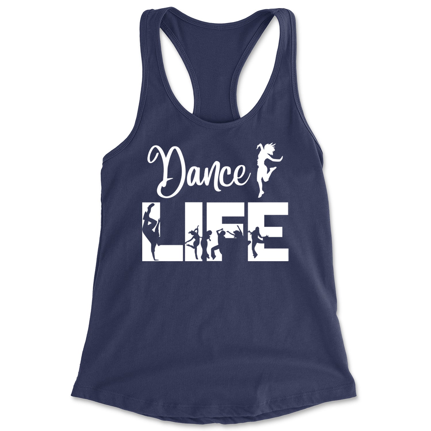 Dance Life Silhouette Dancers Racerback Tank Top for Women Navy Blue