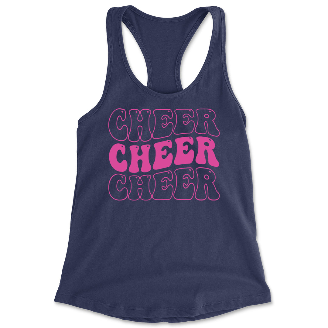 Cheer Cheer Cheer Racerback Tank Top for Women Navy Blue
