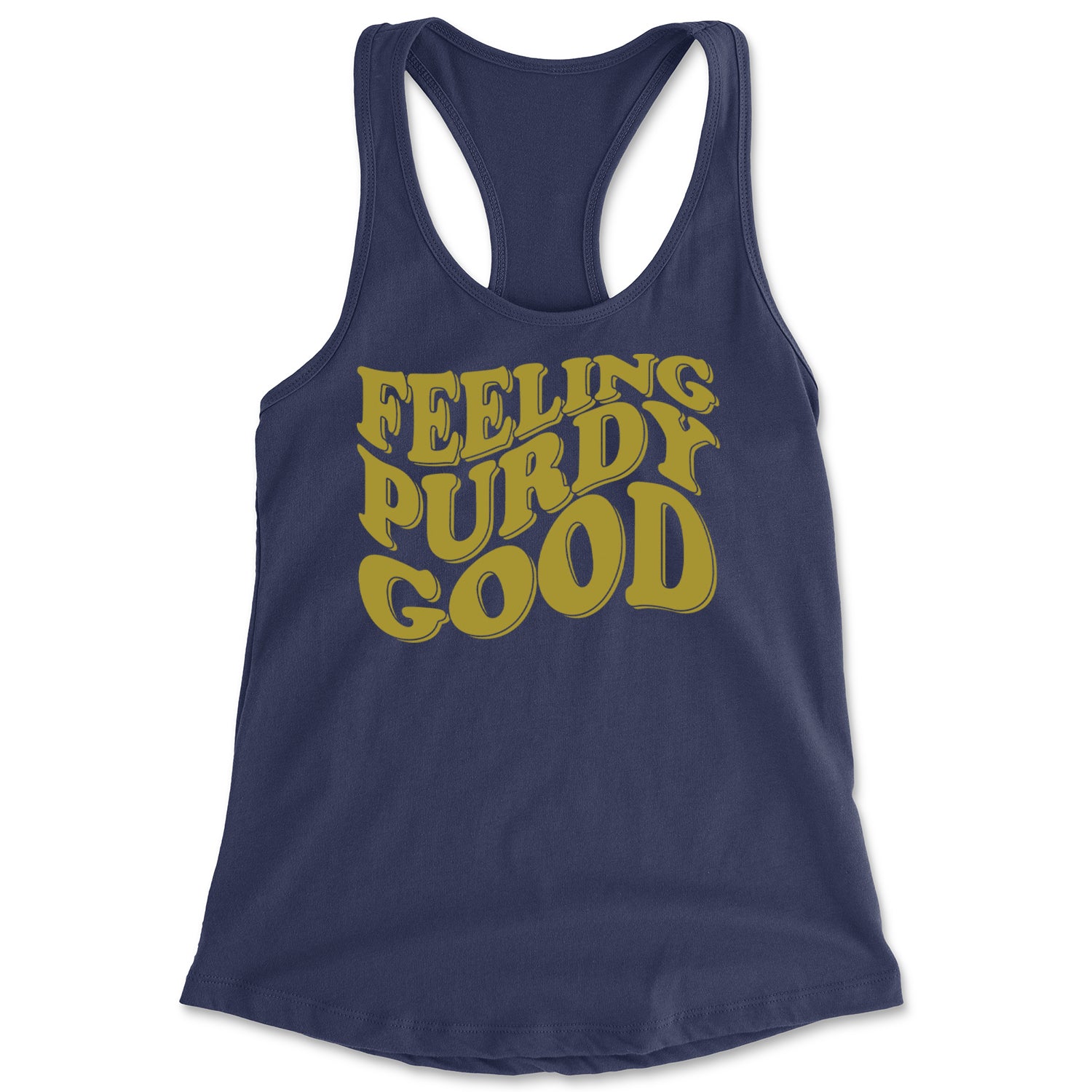 Feeling Purdy Good San Francisco Racerback Tank Top for Women Navy Blue