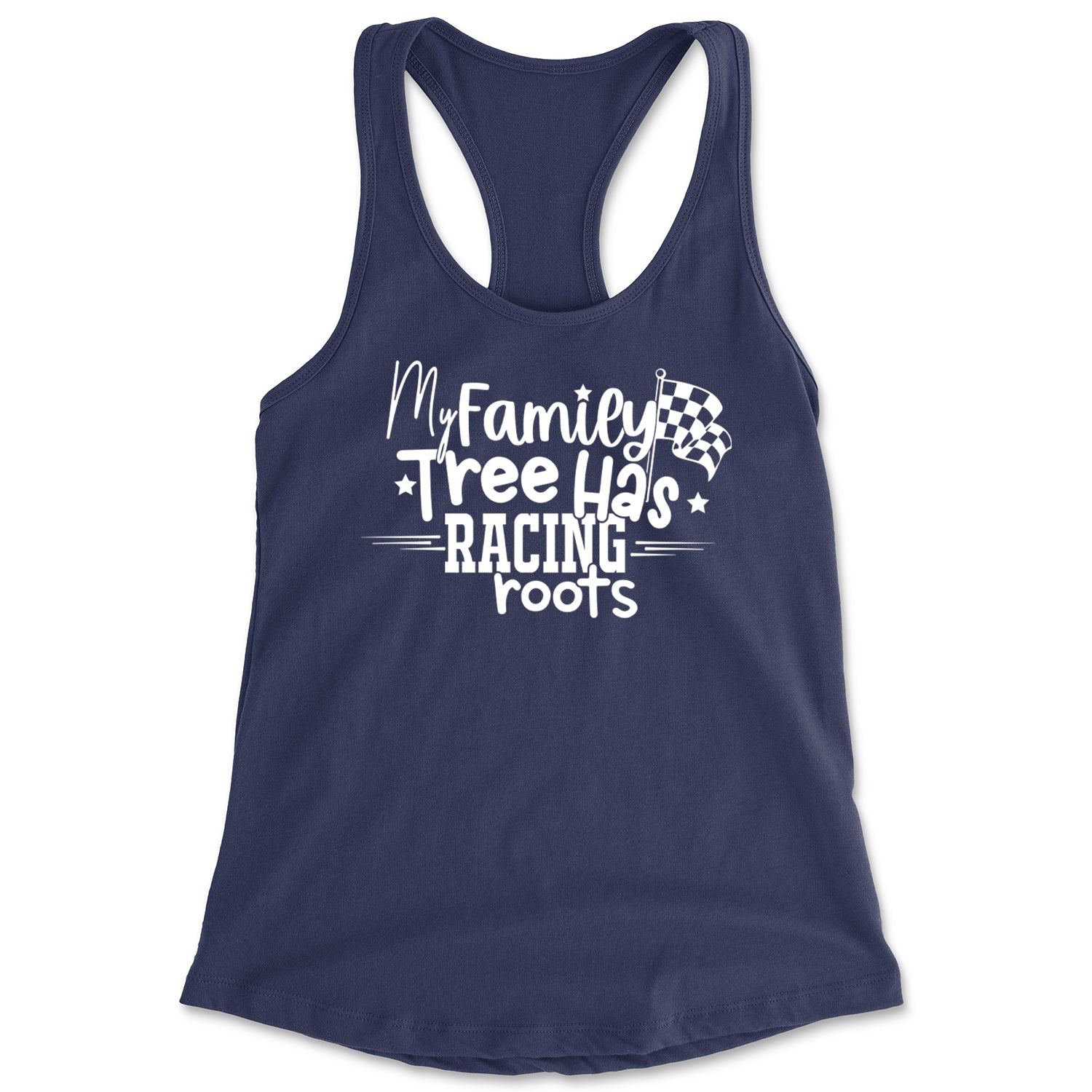 My Family Tree Has Racing Roots Racerback Tank Top for Women Navy Blue