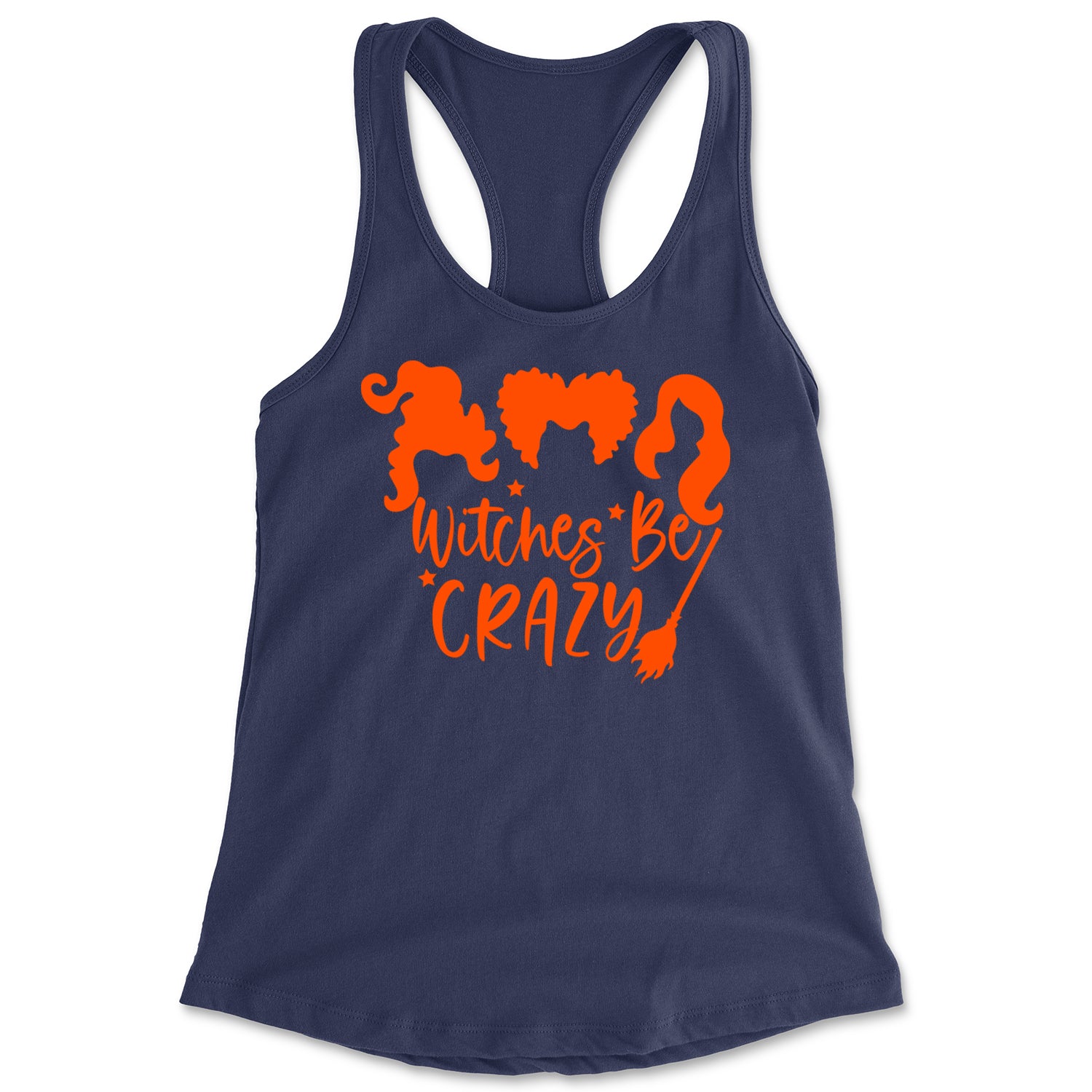 Witches Be Crazy Hocus Pocus Racerback Tank Top for Women Navy Blue