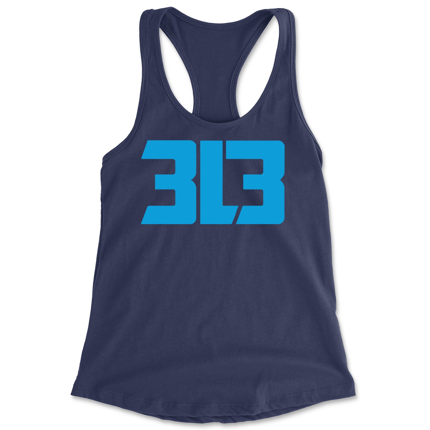 3L3 From The 313 Detroit Football Racerback Tank Top for Women Navy Blue