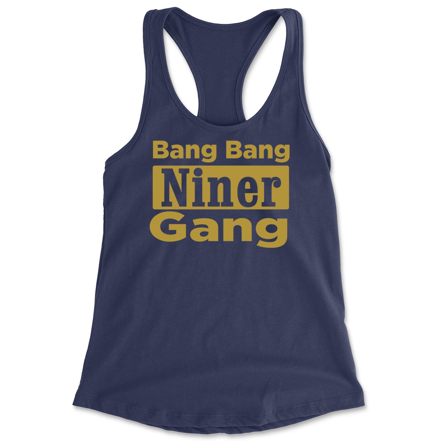 Bang Bang Niner Gang San Francisco Racerback Tank Top for Women Navy Blue